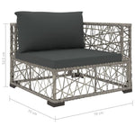 5 Piece Garden Lounge Set with Cushions Poly Rattan Grey 46813