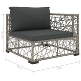 5 Piece Garden Lounge Set with Cushions Poly Rattan Grey 46813