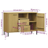 Sideboard with Metal Legs Brown 113x40x77 cm Solid Wood OSLO 351018