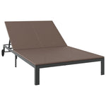 ZNTS Sunbed with Cushions and Wheels 2-Person Brown Poly Rattan 42004132