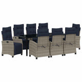 Garden Dining Set with Cushion 9 pcs Grey Poly Rattan 3380476