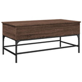 Coffee Table Brown Oak 100x50x45 cm Engineered Wood and Metal 845400