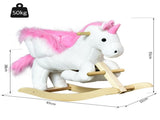 Kids Rocking Horse Unicorn Wooden Plush Ride On Chair Toy with Music 1.5-3 Years T3398P347997