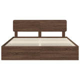 Bed Frame with Drawer Brown Oak 200 x 200 cm Engineered Wood 3412156