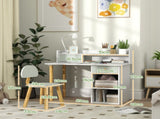 Two-Piece Children Study Table with Hutch, Kids Desk and Chair Set with Storage, Drawer, Shelves, T3398P422130