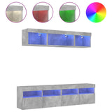 5 Piece TV Wall Units with LED Concrete Grey Engineered Wood 3216721