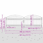 Fence gate with Lock Grey 400 x 125 cm Steel 42008942