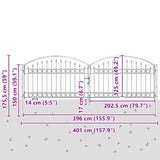 Fence gate with Lock Grey 400 x 125 cm Steel 42008942