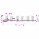 Garden Fence with Spear Top Steel 537x100 cm Black 277714