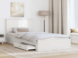 Bed Frame White and Silver 75 x 190 cm Engineered Wood 3409712