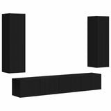 TV Cabinet Set 3 pcs Black Engineered Wood 3408980