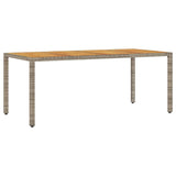 Garden Table with Acacia Wood Top Grey 190x90x75 cm Poly Rattan 365542