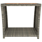 Tea Table with Wooden Top Grey Poly Rattan&Solid Wood Acacia 319559