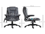 Massage Recliner Chair Heated Office Chair with Six Massage Points Velvet-Feel Fabric 360&deg Swivel T3398P328199