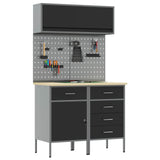 Work Cabinet Set with Drawer with Shelf Manual 5 pcs Black 3321426