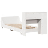 ZNTS Bed Frame without Mattress White 100x200 cm Solid Wood Pine 3323666