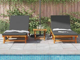 Sun Lounger 2 pcs Solid Acacia Wood Brown 3325195