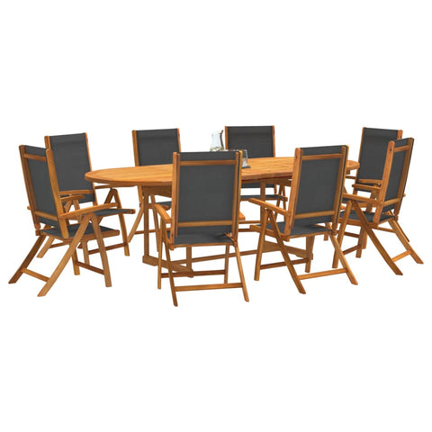 ZNTS 9 Piece Garden Dining Set Solid Wood Acacia and Textilene 3279263