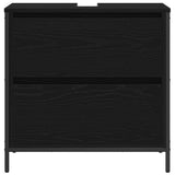 Bathroom Basin Cabinet with Drawers Black Oak 60x34.5x60 cm 861882