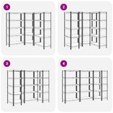 3 Piece 5-Layer Shelves Set Blue Steel&Engineered Wood 3307614