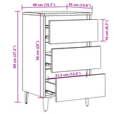 Bed Cabinet with Metal Legs Old Wood 40x35x69 cm 856424