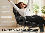 Adjustable Office Chair Reclining Computer Desk Chair with Footrest, Armrest, Casters, Black T3398P551768