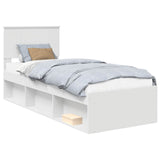 Bed Frame with Headboard White 75 x 190 cm Solid Pine Wood 3410663
