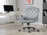 Velvet-Feel Work Chair, with Diamante Back - Grey T3398P377452