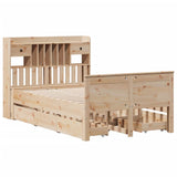 ZNTS Bookcase Bed without Mattress 120x190 cm Small Double Solid Wood Pine 3308939