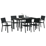 Garden Dining Set 7 pcs Black Powder-Coated Steel 3379146