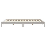 Bed Frame White Solid Pine Wood Double Durable Bed Frame 820587