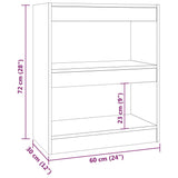 Book Cabinet/Room Divider Sonoma Oak 60x30x72 cm 811649