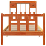 ZNTS Bookcase Bed without Mattress Wax Brown 90x200 cm Solid Wood Pine 3321758