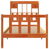 ZNTS Bookcase Bed without Mattress Wax Brown 90x200 cm Solid Wood Pine 3321758