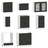 8 Piece Kitchen Cabinet Set Porto Black Engineered Wood 3314842