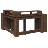 Desk with LED Lights Brown Oak 152x152x91 cm Engineered Wood 3309462