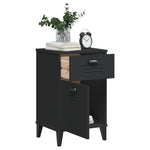 ZNTS Bedside Cabinet VIKEN Black Solid Wood Pine 374915