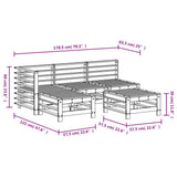 5 Piece Garden Lounge Set White Solid Wood Pine 3186551
