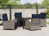 Garden Dining Set with Cushion 5 pcs Grey Poly Rattan 3380471
