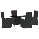 Garden Dining Set with Cushion 5 pcs Black Poly Rattan 3379522