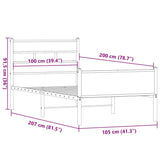 Bed Frame without Mattress Smoked Oak 100x200 cm Engineered Wood 4017231