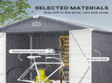 7.9ft x 6.2ft Aluminium Frame and Plastic Wall Shed, with Foundation - Grey T3398P315405