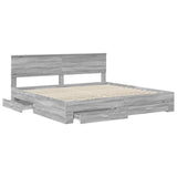 Bed Frame with Drawer Grey Sonoma 200 x 200 cm Engineered Wood 3410859