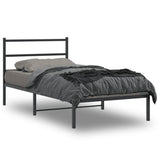 Metal Bed Frame without Mattress with Headboard Black 107x203cm 355361