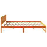 Bed Frame with Headboard Wax Brown 160 x 200 cm Solid Pine Wood 873267