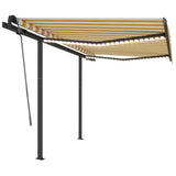 Manual Retractable Awning with LED 3.5x2.5 m Yellow and White 3070123