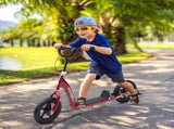 Kids Scooter Kick Scooter with 12" EVA Tyres, Rear Brake, Big Wheels Scooter for 5-12 Years Old, Red T3398P348520