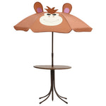 ZNTS 3 Piece Kids' Garden Bistro Set with Parasol Brown 48099