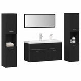Bathroom Furniture Set 4 pcs Black Oak Engineered Wood 3334373