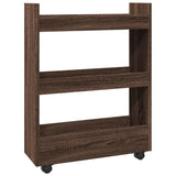 Narrow Storage Trolley 3 Tier Brown Oak Engineered Wood 855256